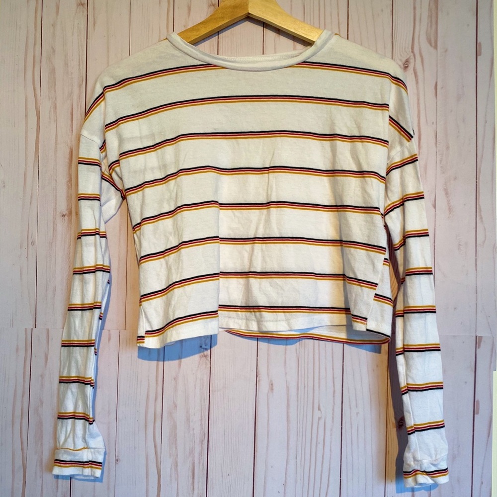 Charlotte Russe Striped Long Sleeve Tee | Size